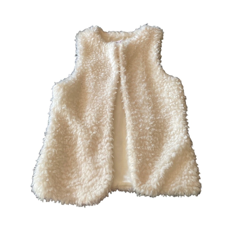 Beautees Girls White‎ Faux Fur Vest Size Medium